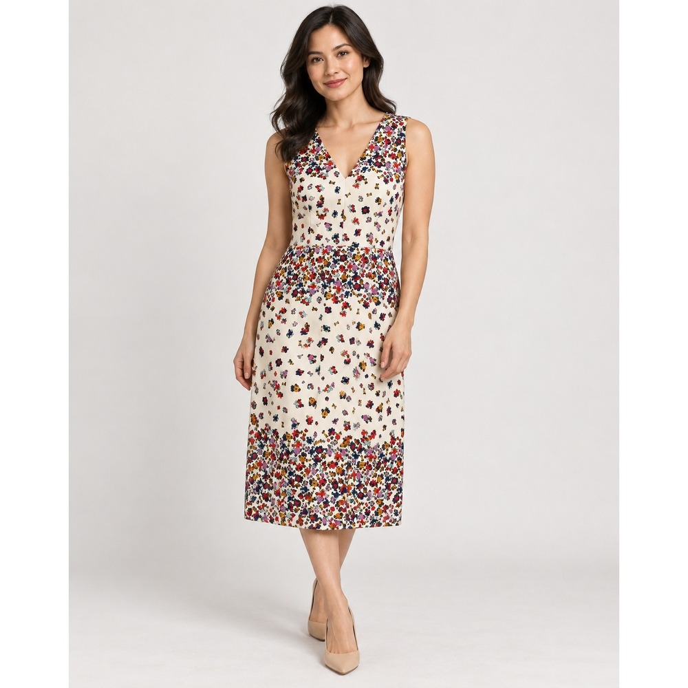 Maggy London Cottagecore Petite Floral Sleeveless Midi Dress Multicolor Size 8P